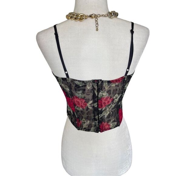 Y2k Rose and cheetah print corset styled tank top - Picture 2 of 4